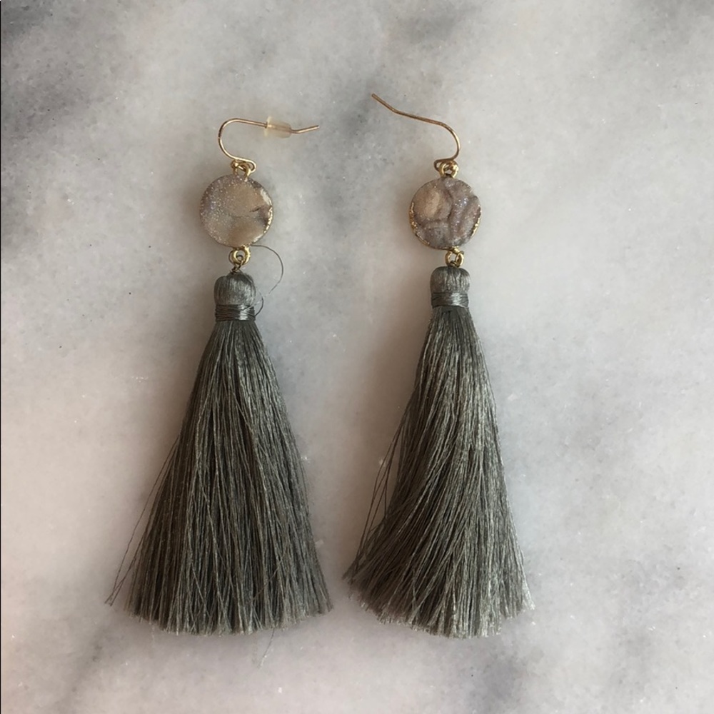 Grey Tassel Earrings